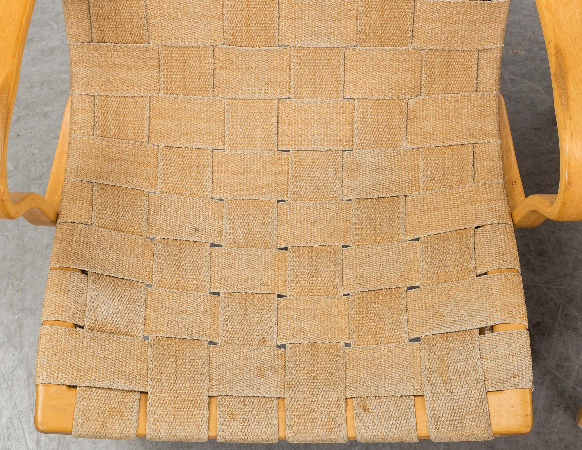 A pair of 'Eva' easy chairs by Bruno Mathsson, Firma Karl Mathsson, Värnamo 1973.