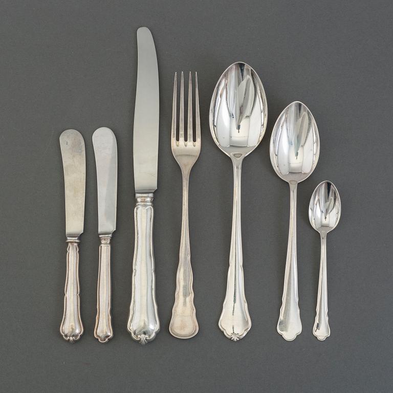 A set of silver flatware of 58 pcs "Chippendale".