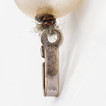 Pärlcollier, odlade pärlor, 14K vitguld, diamanter ca 0.01 ct tot.