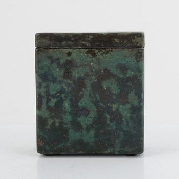 Hans Hedberg, ash container with lid, stoneware faience, Biot, France.