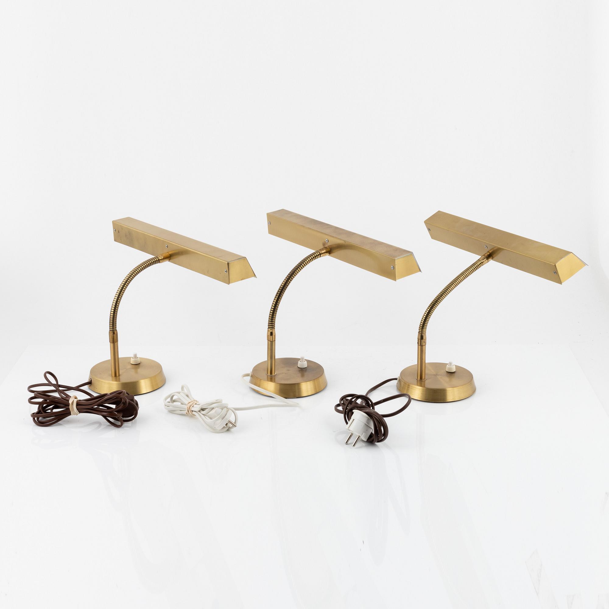 Bordslampor, 3 st, Boréns, 1900-talets andra hälft.