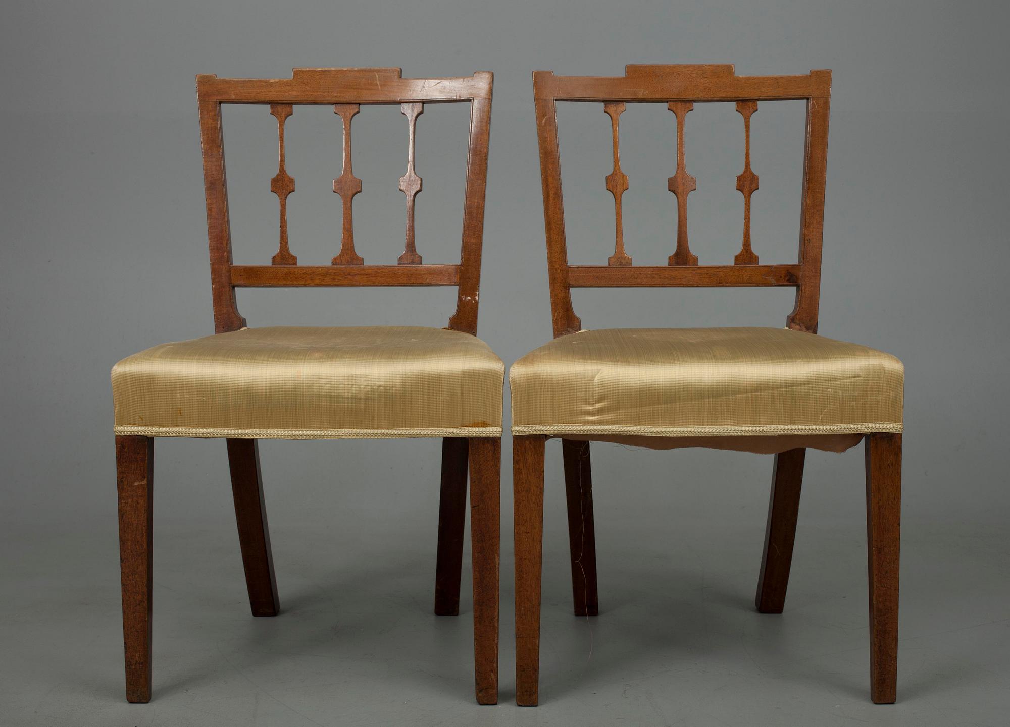 STOLAR, 6 st, mahogny, trol. England, 1900-talets första hälft.