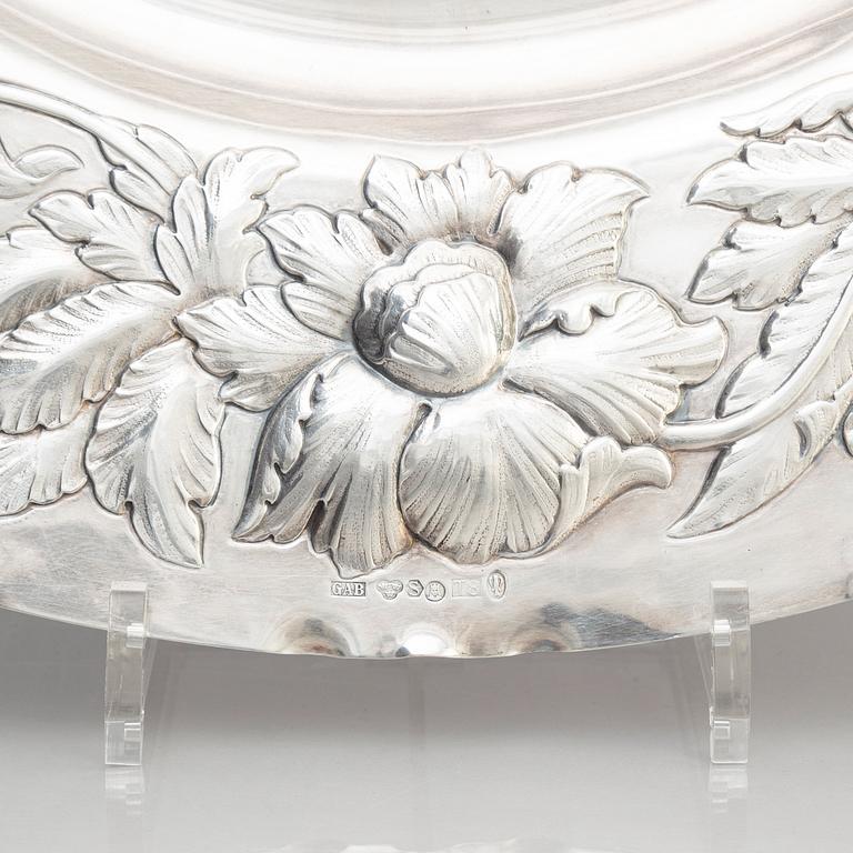 A Baroque style Swedish silver dish, mark of GAB, Stockholm 1945.