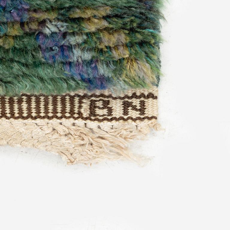 Barbro Nilsson, a carpet, 'Sommarvägar, grön' knotted pile, c 117 x 88 cm, signed AB MMF BN.