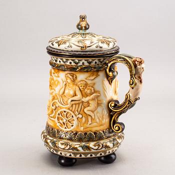 A Rörstrand majolica jug around 1900.