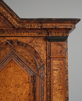 A Swedish late baroque burr-alder cabinet, first part 18th century.