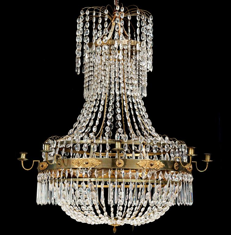 A Swedish late Empire  nine light chandelier first half 19th century.