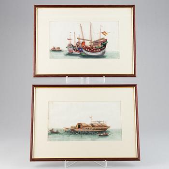 A set of 8 paintings on rice paper by unkonwn Chinese artist, Qing dynasty, 19th Century.