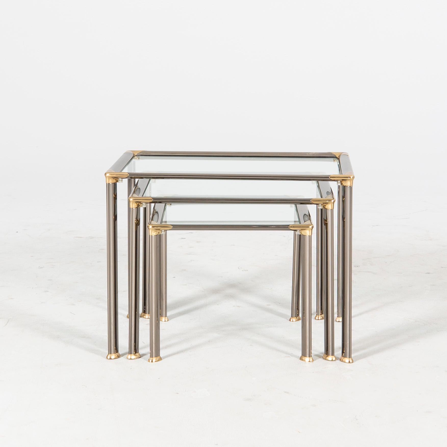 A late 20th century metal nesting table.