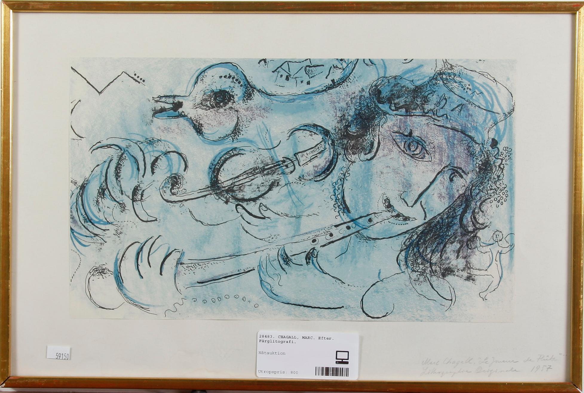 CHAGALL, MARC. Efter. Färglitografi.