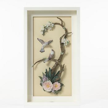 Lladró, figurin, "Birds on branch - wall art", Spanien.