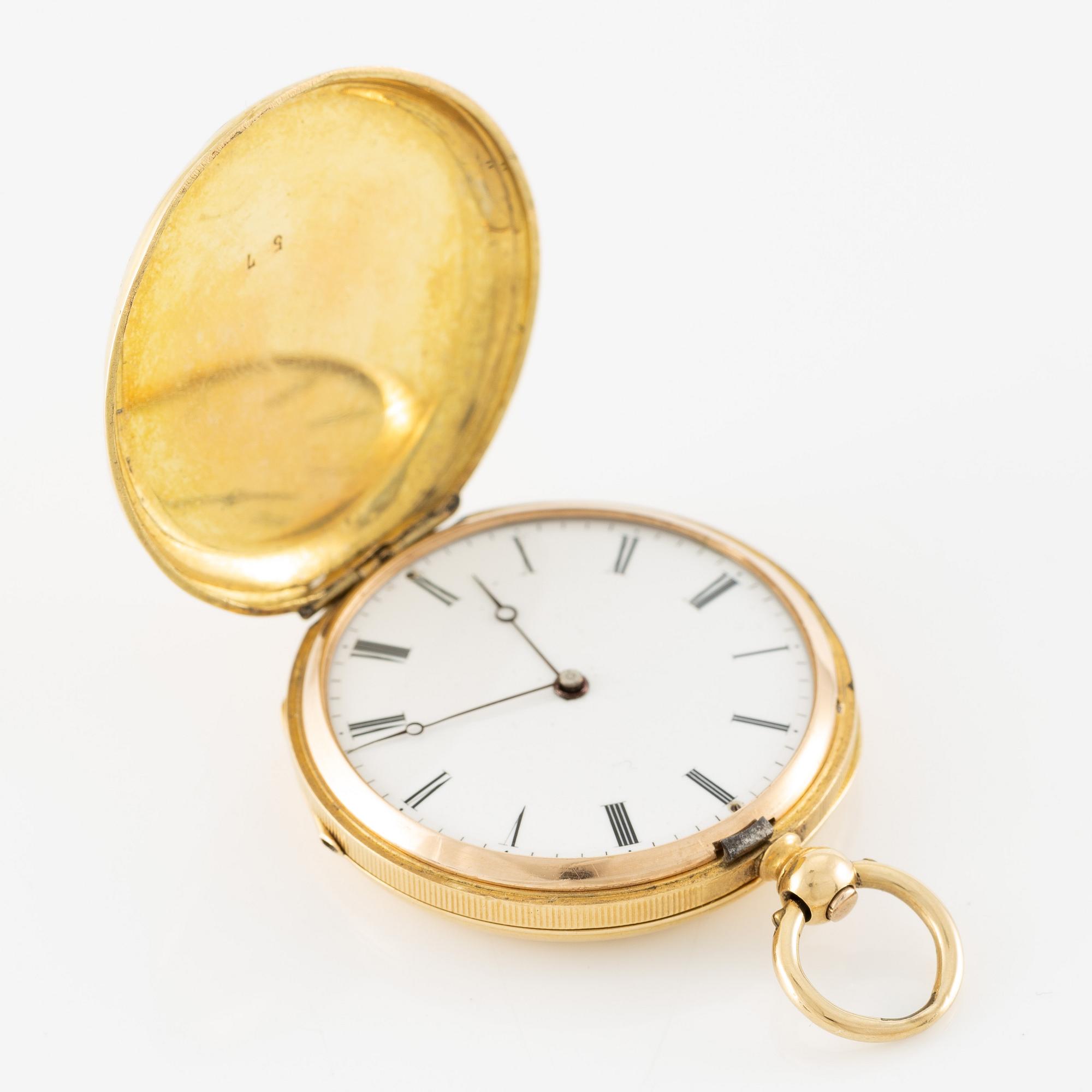 Ladie's pocket watch, hunter, 37 mm.