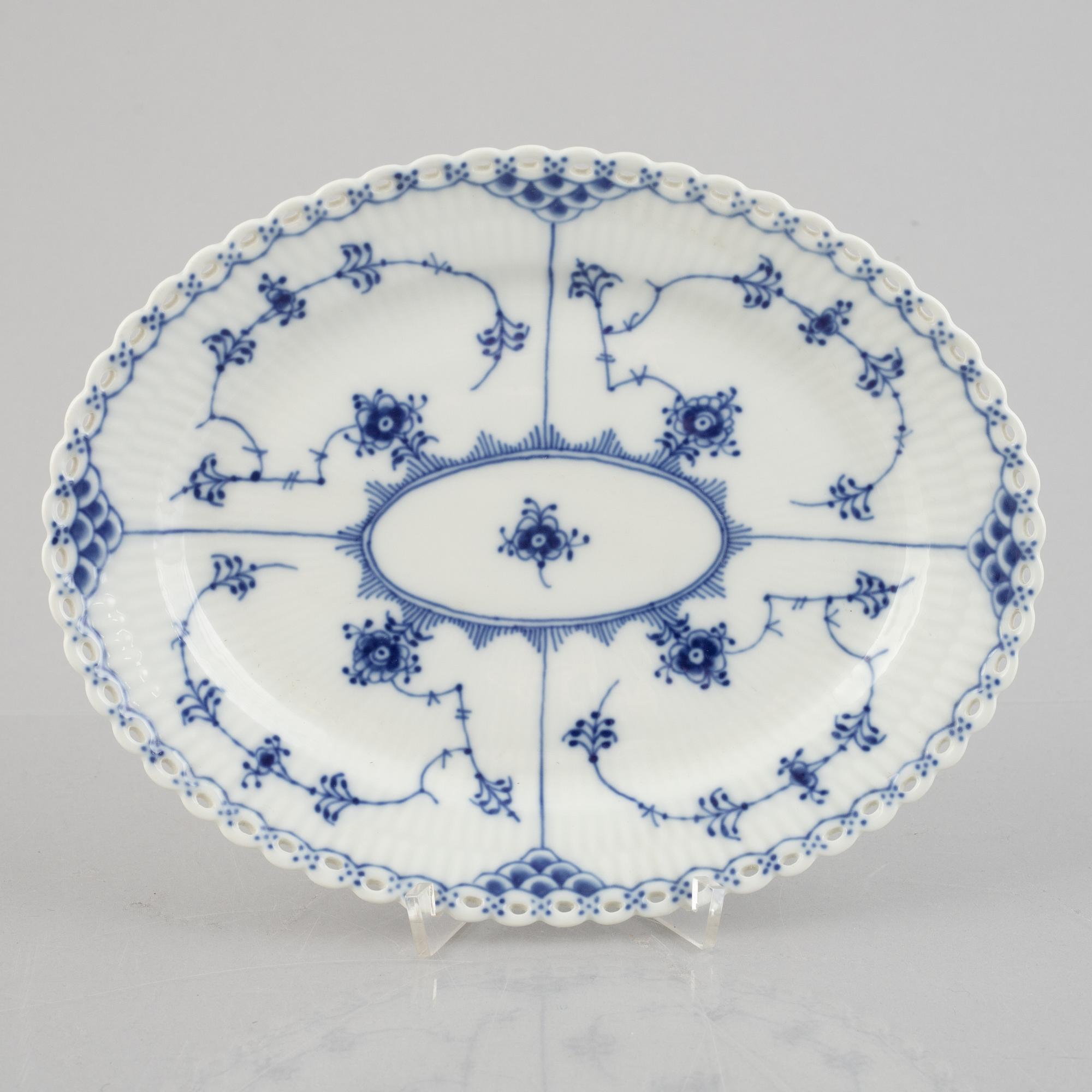 A 'Blue Fluted Full Lace' porcelain serving dish, Royal Copenhagen, model 1146, 1969-73.