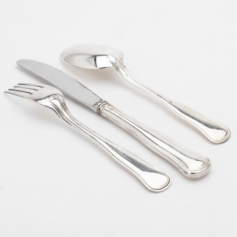 Silverbesick, 36 delar, "Gammal dansk", Mema, Lidköping, 1989-1995.