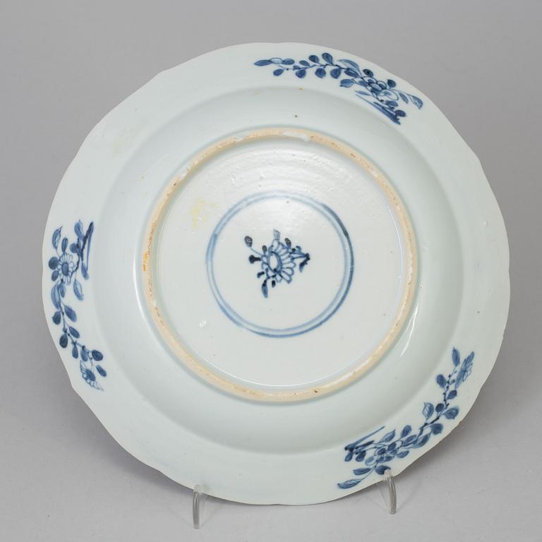 Seven Chinese blue and white dishes, Qing dynasty, Qianlong (1736-95).