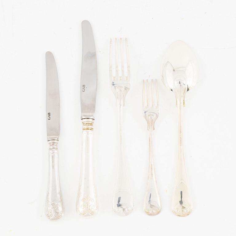 Bestickservis, 49 delar, silver, modell "Gammal fransk", GAB, Eskilstuna, 1994-2001.