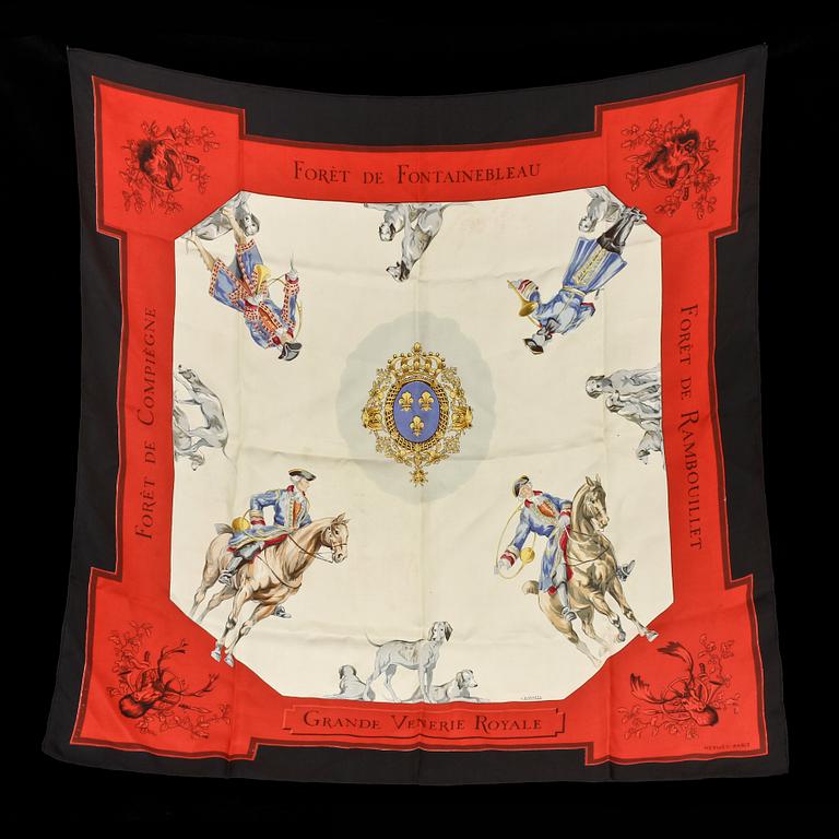 SCARF, siden, "Grande Venerie Royal", design Jean Charles Hallo, Hermès, Paris, formgiven 1956.