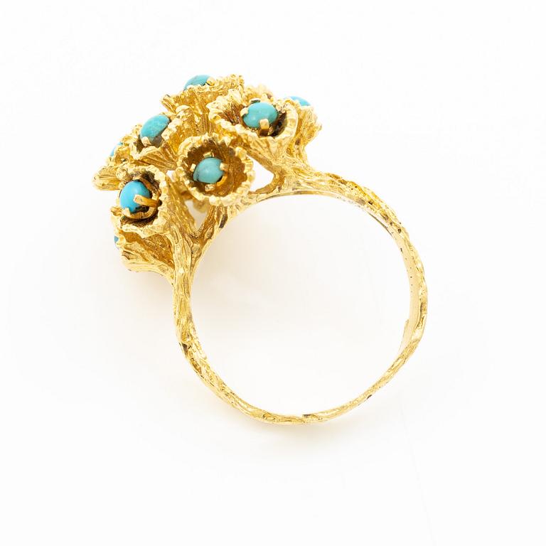Ring 18K guld med turkoser.