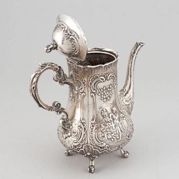 A german rococo-style silver coffee- and tea set, Weinranck & Schmidt, Hanau, circa 1900.