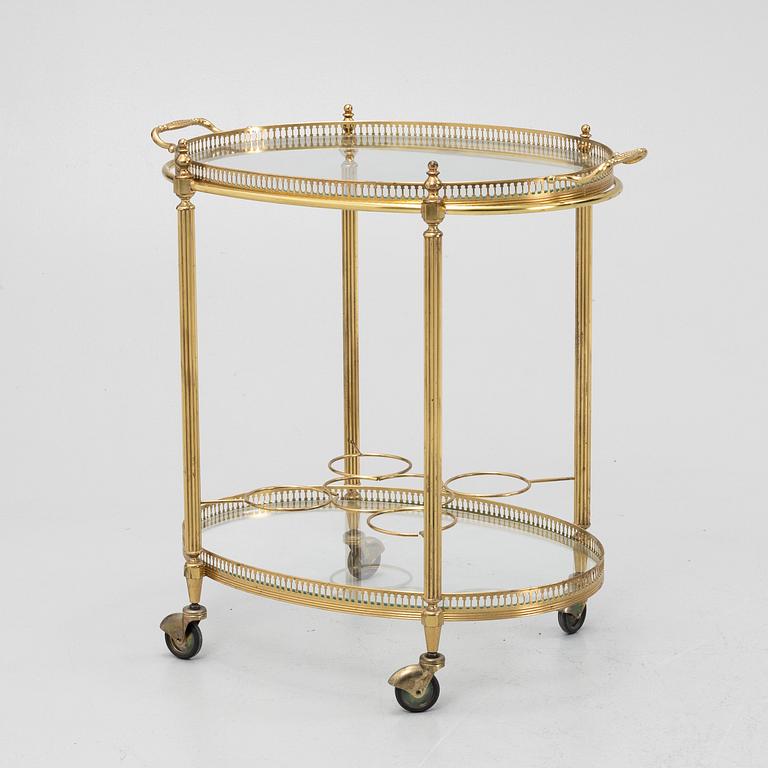 A brass and glass trolley, second part of the 20th Century.