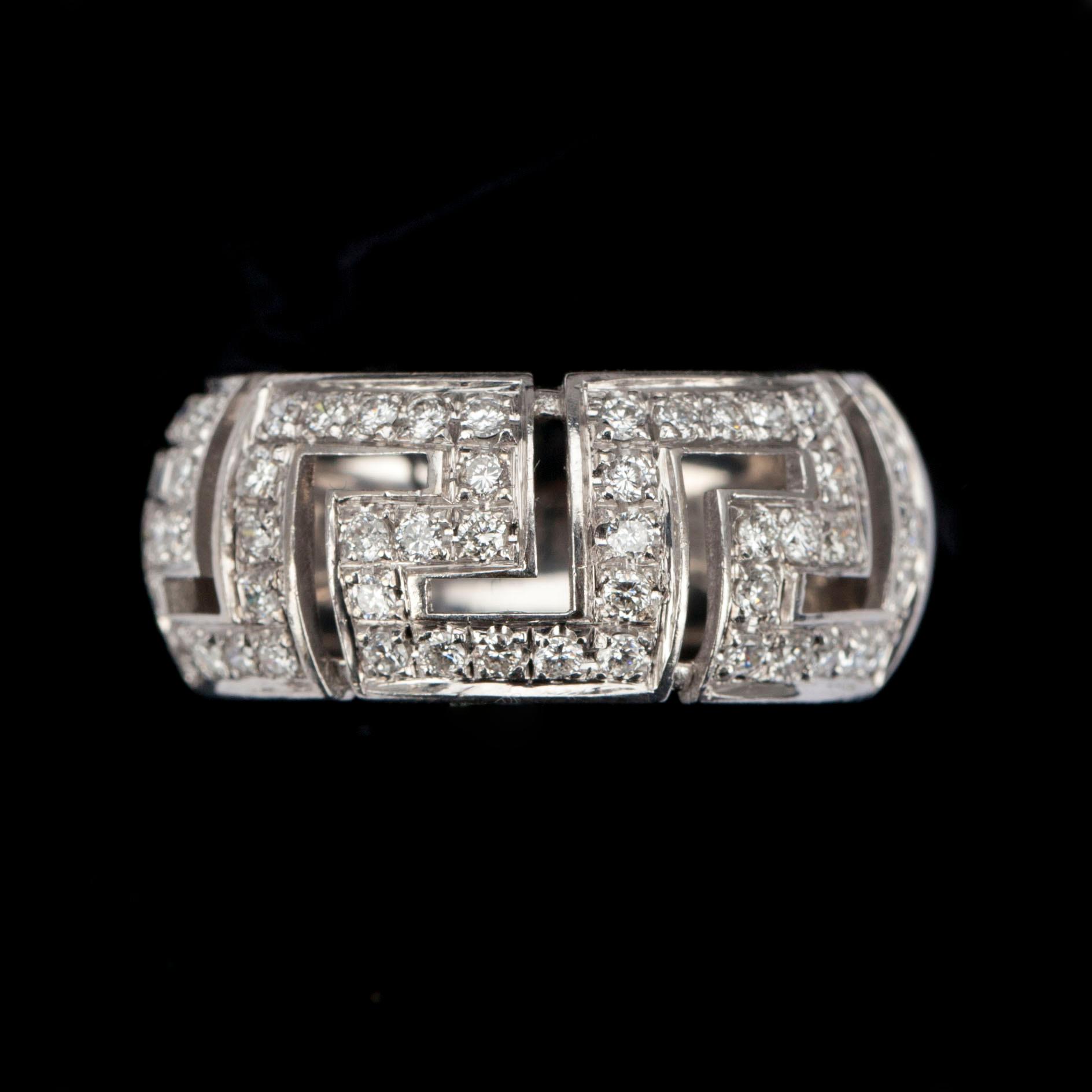 RING, vitguld 18K, "Saffo" Versace, med briljantslipade diamanter tot. 0,59 ct. 1990-tal. Vikt 7,4 g.