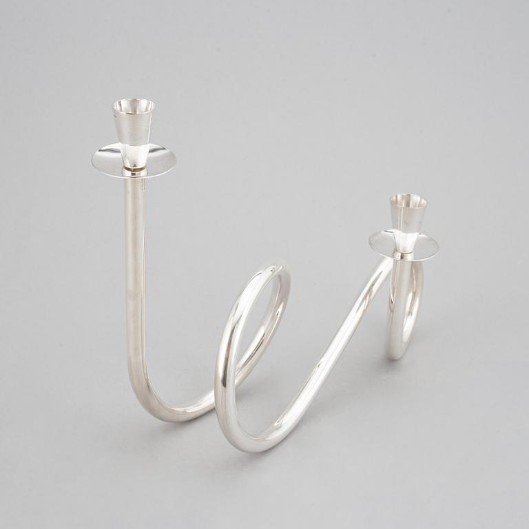 PIERO DE VECCHI, a 'T8', sterlign silver candelabra, signed and numbered 19/99, 2014.