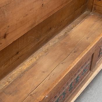 A painted Swedish wooden sofa, dated 1845.