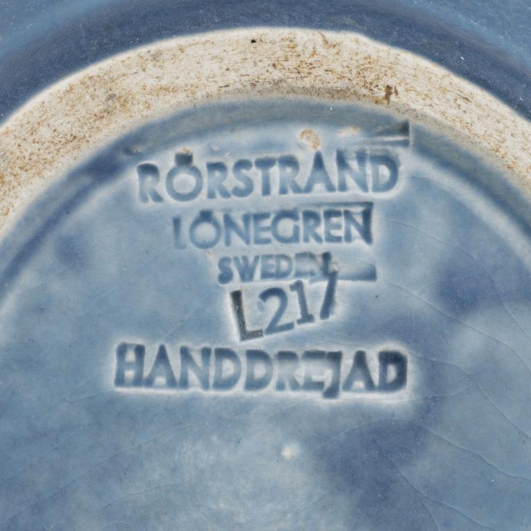 Gertrud Lönegren, a set of three stoneware vases and a dish, Rörstrand.