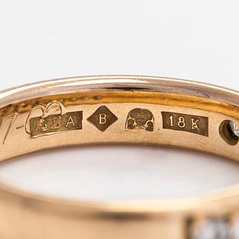 Ring, alliansring, 18k guld och diamanter tot. ca 0.35 ct enligt gravyr, Svenska stämplar.