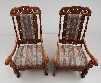 KARMSTOLAR, 1 par, renässansstil, omkring år 1900.