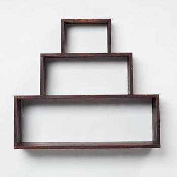 Erik Lund, a modernist dark stained wood triangular wall shelf, Stockholm 1930's.