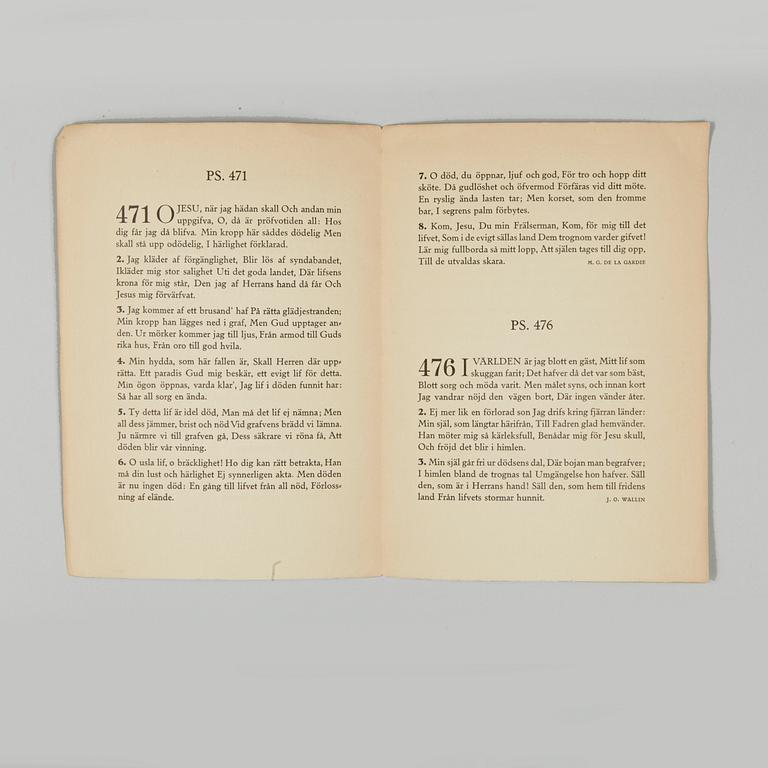 PROGRAM/MINNESBLAD, "Vid August Strindbergs begrafning", Stockholm 1912.