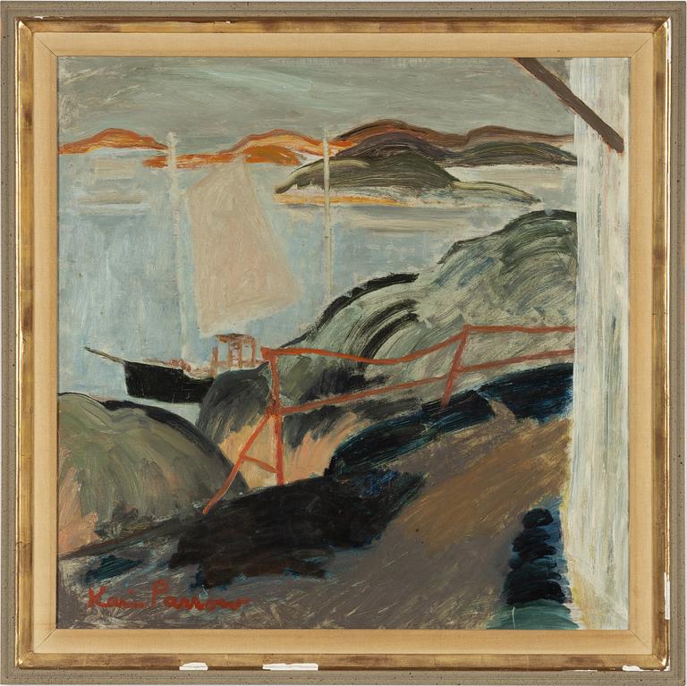 Karin Parrow, Kustbild med segelbåt.