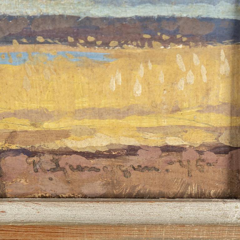 REINHOLD LJUNGGREN, olja på pannå, signerad R. Ljunggren och daterad 45.