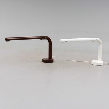 BORDSLAMPOR, 2 st, "Tuben", Ateljé Lyktan, Århus, 1900-talets andra hälft.