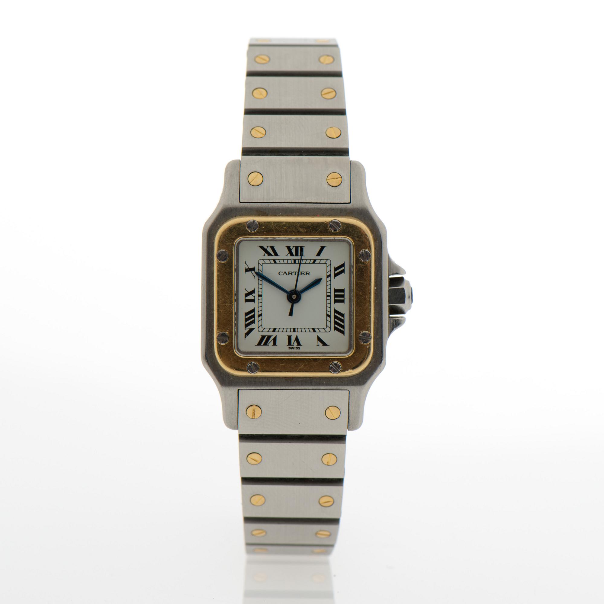 CARTIER, Santos, rannekello, 24 x 24 mm.