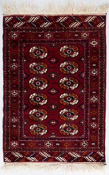 Three Afghan rugs. Ca 170x123 cm, 115x80 cm, and 117x57 cm.