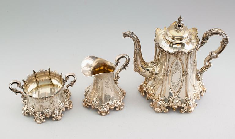 KAFFESERVIS, 3 delar, silver, K Anderson, Stockholm 1902. Vikt ca 1862 gram.