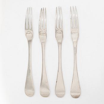 Gafflar, 4 st, silver, Lidköping, 1800-talets början.
