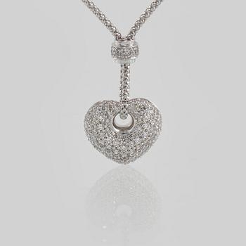 HÄNGE, 18k vitguld med 86 briljantslipade diamanter, 1.43 ct. Vikt 9 g.