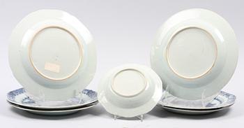 TALLRIKAR, 7 ST, porslin, 1700-tal, Qianlong, Kina.