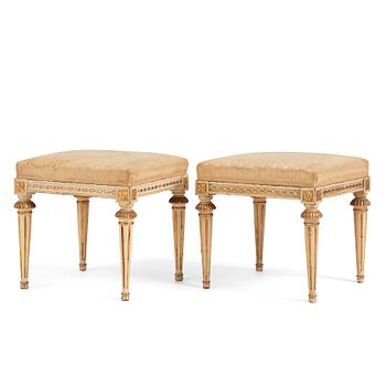 80. A pair of late Gustavian carved and giltwood stools by M. Lundberg the Elder (master 1775-1812).