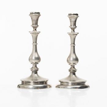 A pair of Swedish silver candelsticks, mark of Lars Larsson & Co,  Stockholm 1872.