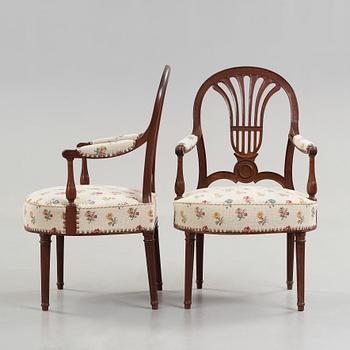 Henri Jacob, A pair of Directoire late 18th century armhairs by Henri Jacob (1753-1824), master 1779.