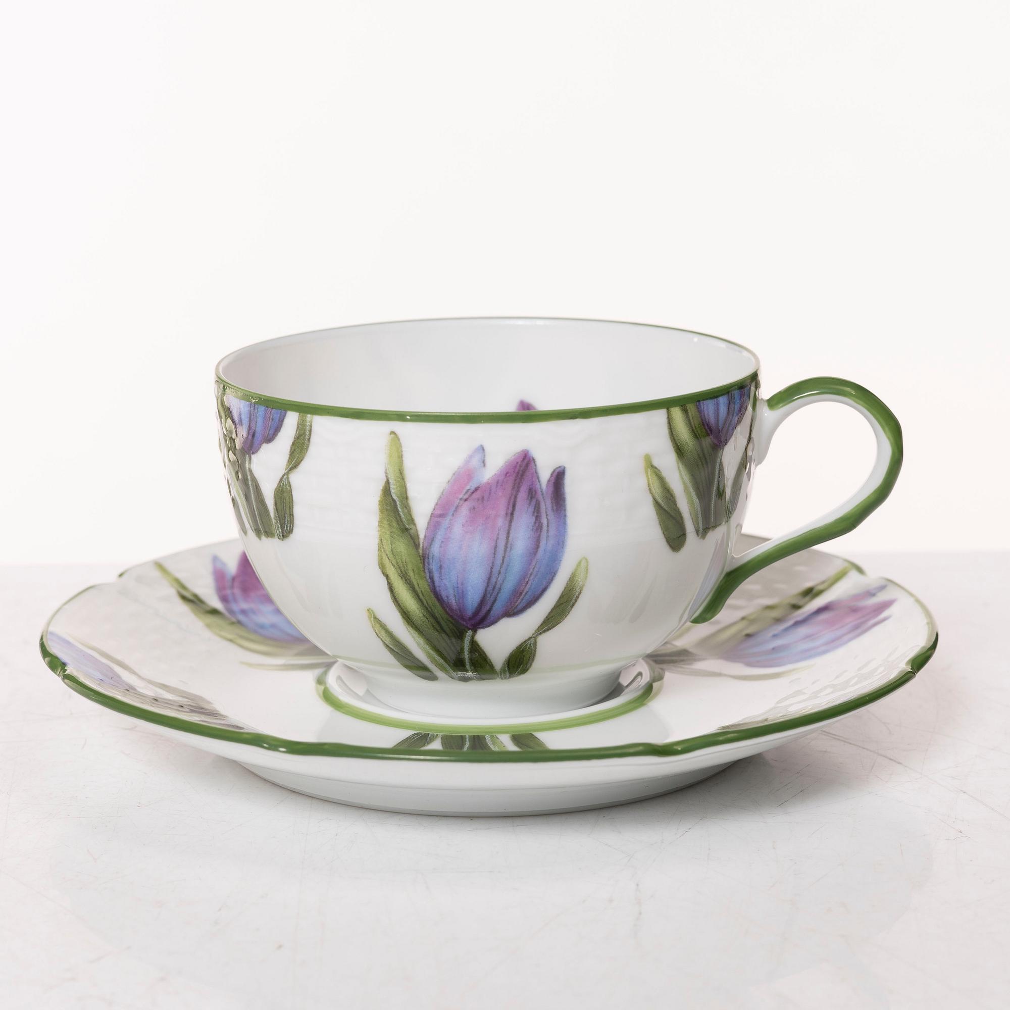 Kaffeservis, 16 delar, "Jardins de Villandry", A. Raynaud & Co, Limoges, Frankrike.