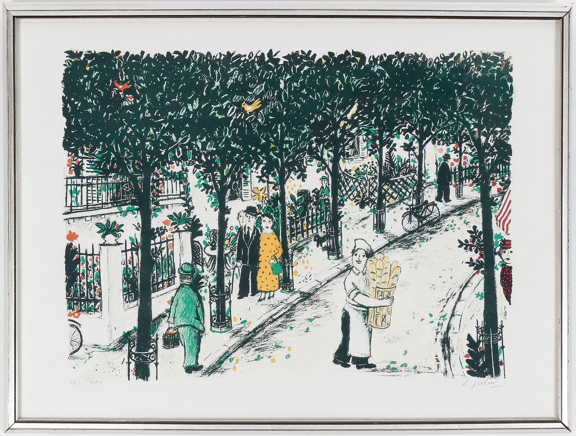 LENNART JIRLOW, litografi, signerad 321/480. 1948.