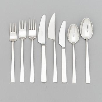 Bertel Gardberg, A 96-piece set of "Birgitta" silver cutlery, marked BG, Hopeatehdas oy, Helsinki 1956-64.