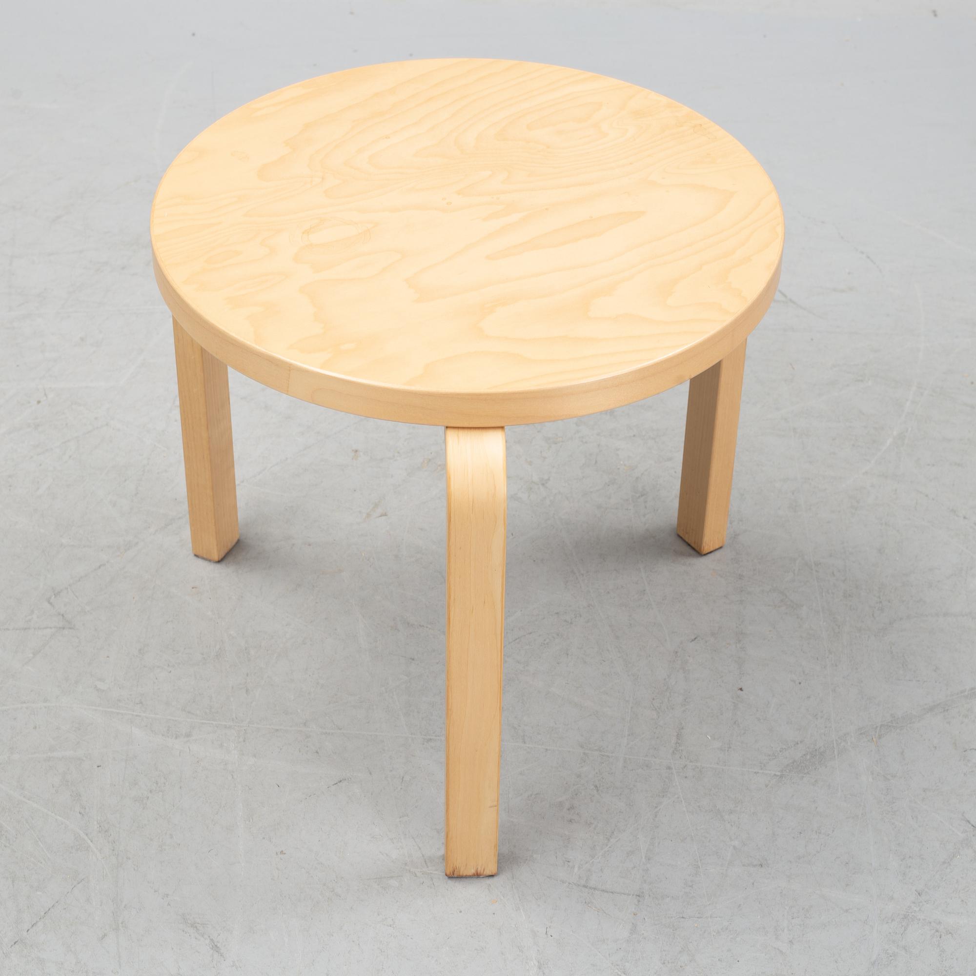 A bench and a stool by Alvar Aalto, from around the year 2000.