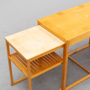 Carl Malmsten, a nest of three birch tables, 'Släden', Åfors Möbelfabriks AB.