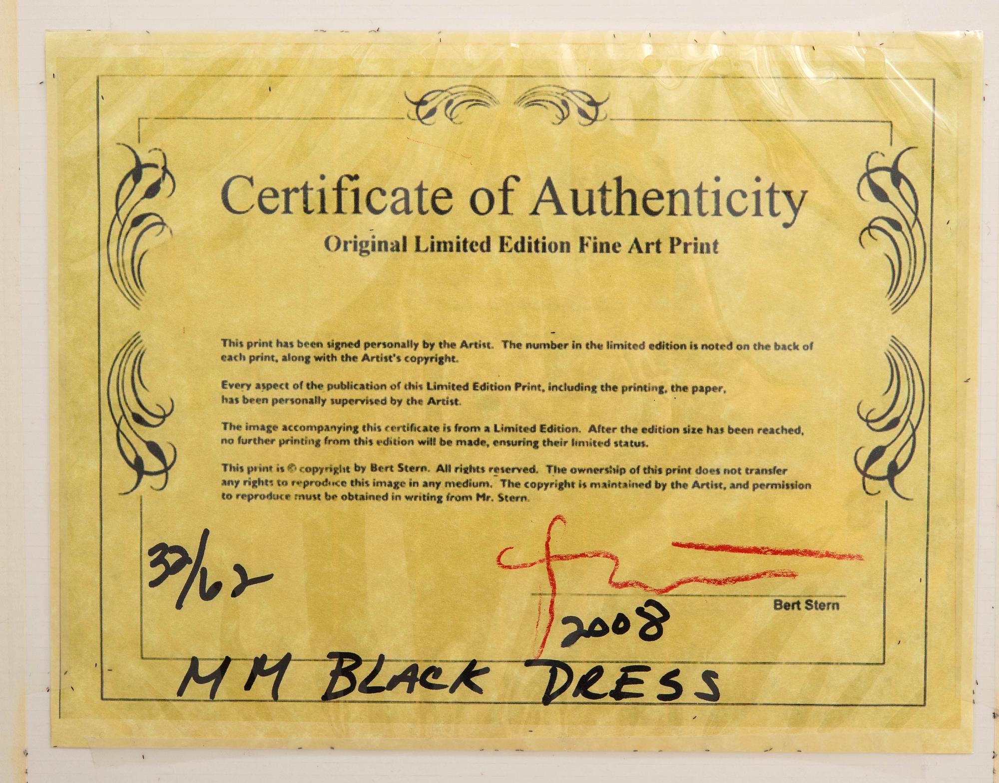 Bert Stern, "Marilyn Monroe Black Dress".